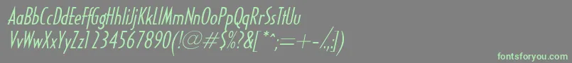 HalseylightcondsskItalic-fontti – vihreät fontit harmaalla taustalla