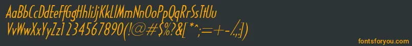 Шрифт HalseylightcondsskItalic – оранжевые шрифты на чёрном фоне