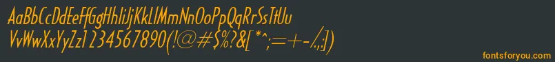 フォントHalseylightcondsskItalic – 黒い背景にオレンジの文字