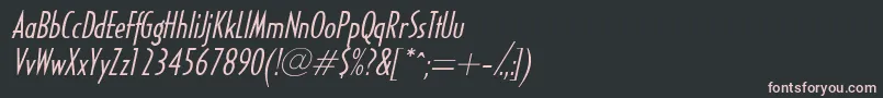 フォントHalseylightcondsskItalic – 黒い背景にピンクのフォント