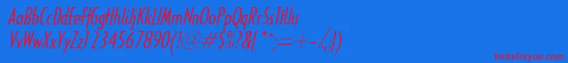 HalseylightcondsskItalic Font – Red Fonts on Blue Background