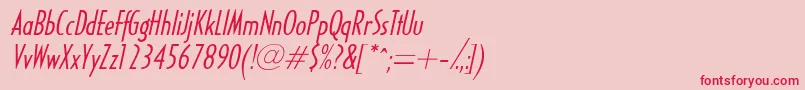 フォントHalseylightcondsskItalic – ピンクの背景に赤い文字
