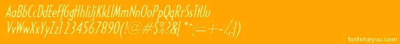 Czcionka HalseylightcondsskItalic – żółte czcionki na pomarańczowym tle