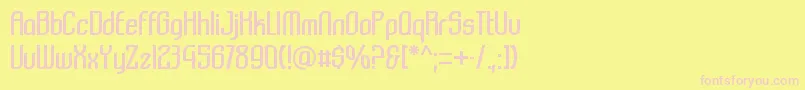 Komikazba-Schriftart – Rosa Schriften auf gelbem Hintergrund