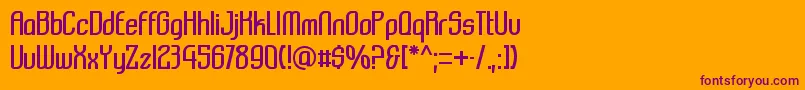 Komikazba-Schriftart – Violette Schriften auf orangefarbenem Hintergrund