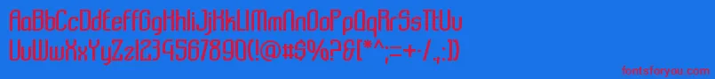 Komikazba-fontti – punaiset fontit sinisellä taustalla