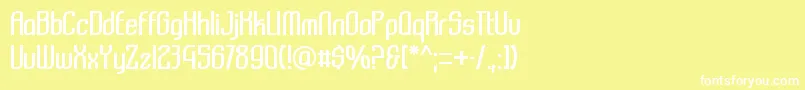 Komikazba-fontti – valkoiset fontit keltaisella taustalla