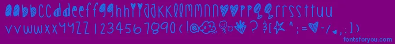 Cookiechips-Schriftart – Blaue Schriften auf violettem Hintergrund