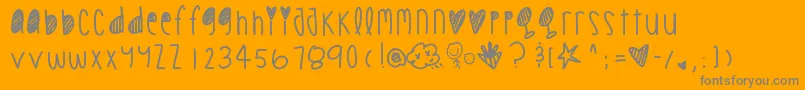 Cookiechips-Schriftart – Graue Schriften auf orangefarbenem Hintergrund