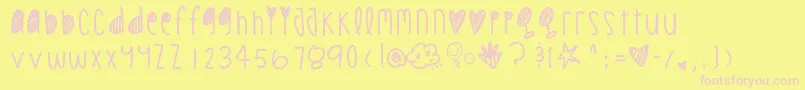 Cookiechips-Schriftart – Rosa Schriften auf gelbem Hintergrund