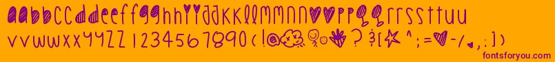 Cookiechips-Schriftart – Violette Schriften auf orangefarbenem Hintergrund