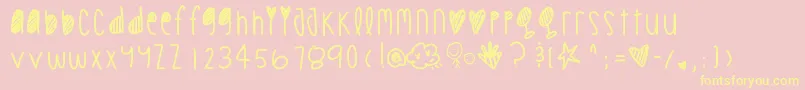 Cookiechips-Schriftart – Gelbe Schriften auf rosa Hintergrund