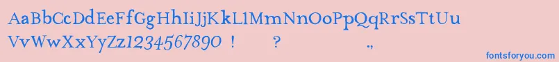 フォントTheMissusHandNormal – ピンクの背景に青い文字