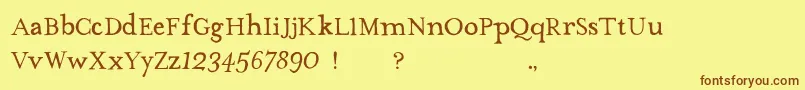 TheMissusHandNormal-fontti – ruskeat fontit keltaisella taustalla