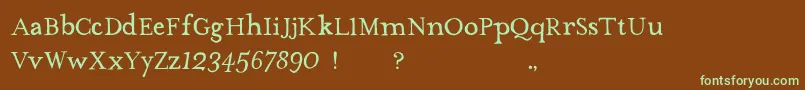 TheMissusHandNormal-fontti – vihreät fontit ruskealla taustalla