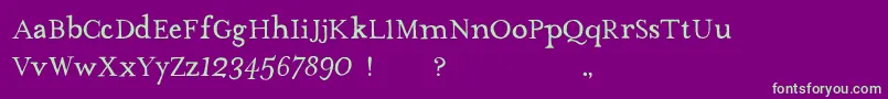 フォントTheMissusHandNormal – 紫の背景に緑のフォント
