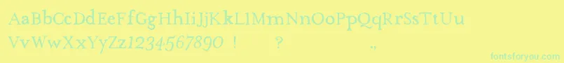フォントTheMissusHandNormal – 黄色い背景に緑の文字