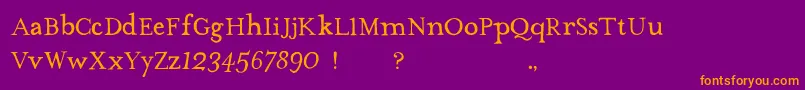 フォントTheMissusHandNormal – 紫色の背景にオレンジのフォント