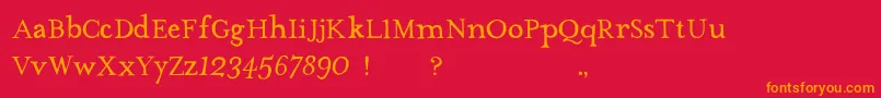 フォントTheMissusHandNormal – 赤い背景にオレンジの文字