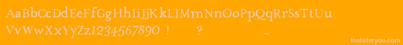 TheMissusHandNormal-fontti – vaaleanpunaiset fontit oranssilla taustalla
