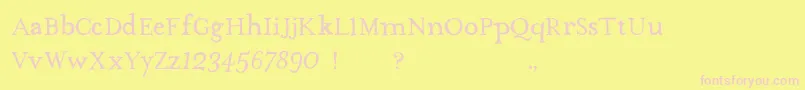 TheMissusHandNormal-fontti – vaaleanpunaiset fontit keltaisella taustalla