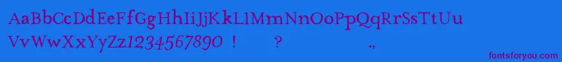 フォントTheMissusHandNormal – 紫色のフォント、青い背景
