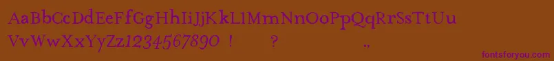 フォントTheMissusHandNormal – 紫色のフォント、茶色の背景