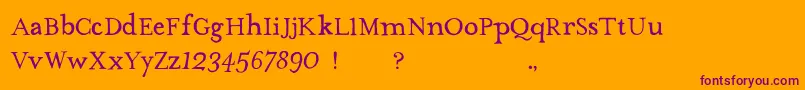 TheMissusHandNormal-Schriftart – Violette Schriften auf orangefarbenem Hintergrund
