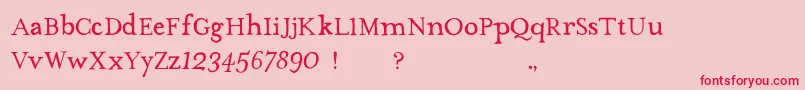TheMissusHandNormal-fontti – punaiset fontit vaaleanpunaisella taustalla