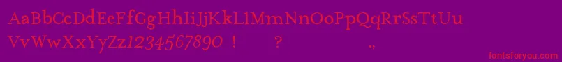Fonte TheMissusHandNormal – fontes vermelhas em um fundo violeta