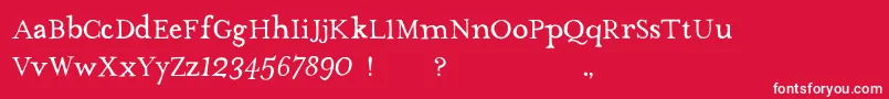 TheMissusHandNormal-fontti – valkoiset fontit punaisella taustalla