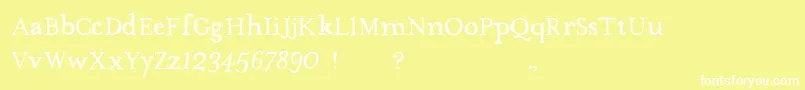 TheMissusHandNormal-fontti – valkoiset fontit keltaisella taustalla
