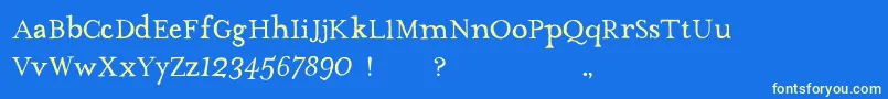TheMissusHandNormal-fontti – keltaiset fontit sinisellä taustalla