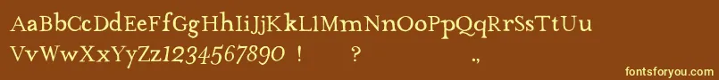 TheMissusHandNormal-fontti – keltaiset fontit ruskealla taustalla