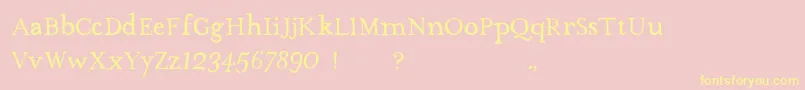 TheMissusHandNormal-fontti – keltaiset fontit vaaleanpunaisella taustalla