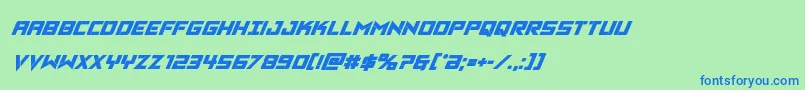Vikingsquadboldital Font – Blue Fonts on Green Background