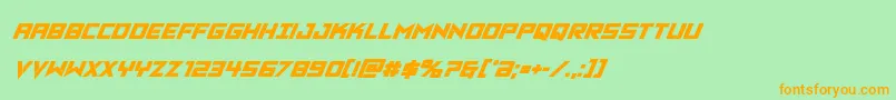 Vikingsquadboldital Font – Orange Fonts on Green Background