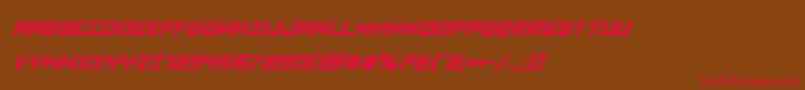 フォントVikingsquadboldital – 赤い文字が茶色の背景にあります。