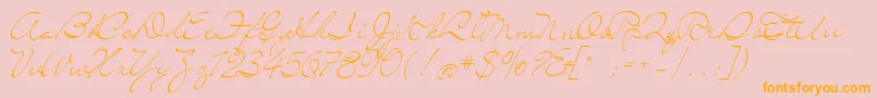 MrLeopolde-Schriftart – Orangefarbene Schriften auf rosa Hintergrund