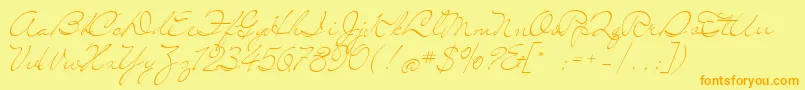 Weitere Informationen zur MrLeopolde-Schriftart MrLeopolde-Schriftart – Orangefarbene Schriften auf gelbem Hintergrund