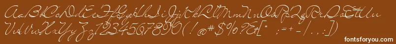 MrLeopolde-Schriftart – Weiße Schriften auf braunem Hintergrund