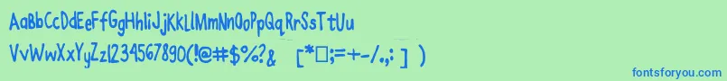 フォントJoanneenzymekinetics – 青い文字は緑の背景です。