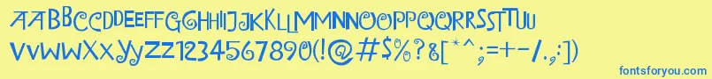 IslandOfMisfitToys Font – Blue Fonts on Yellow Background