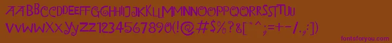 IslandOfMisfitToys-Schriftart – Violette Schriften auf braunem Hintergrund
