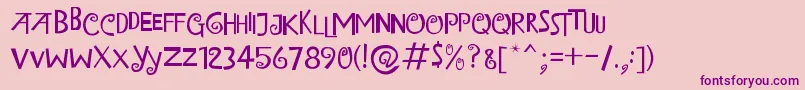 IslandOfMisfitToys-Schriftart – Violette Schriften auf rosa Hintergrund