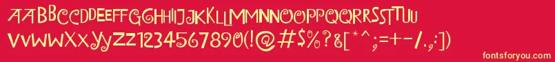 IslandOfMisfitToys Font – Yellow Fonts on Red Background