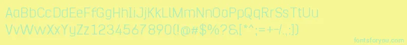フォントHurufoNumeroThin – 黄色い背景に緑の文字