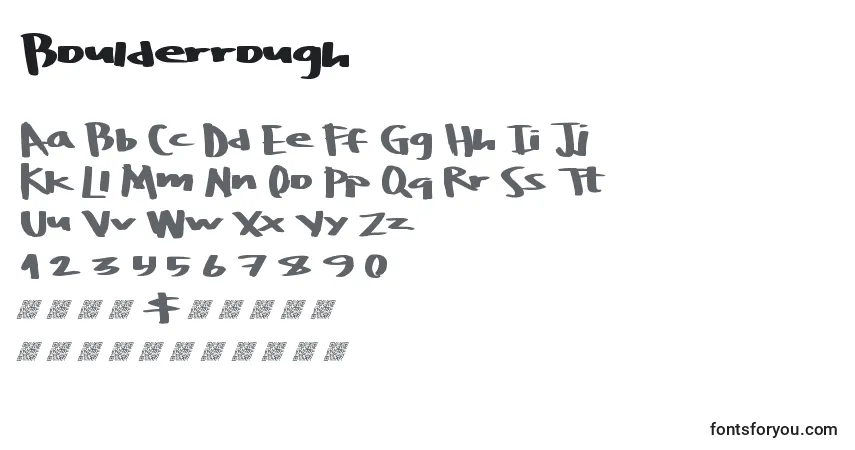 Czcionka Boulderrough – alfabet, cyfry, specjalne znaki