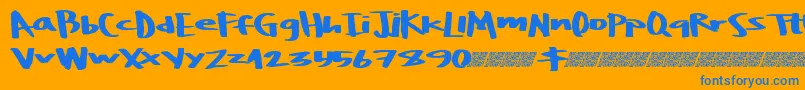 Boulderrough-Schriftart – Blaue Schriften auf orangefarbenem Hintergrund