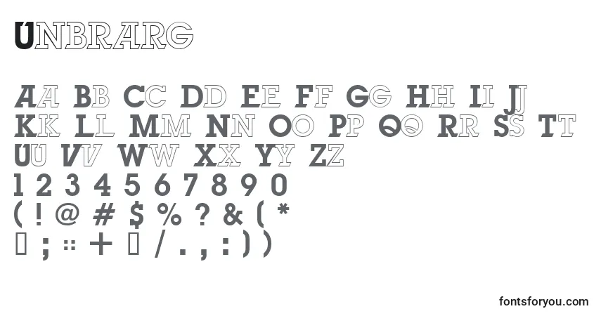 A fonte Unbrarg – alfabeto, números, caracteres especiais